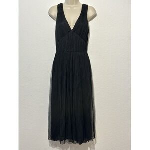 Mario Balthazar Black Midi Dress Size 4 Tiered FlowyEmpire Dark Fairy Whimsigoth